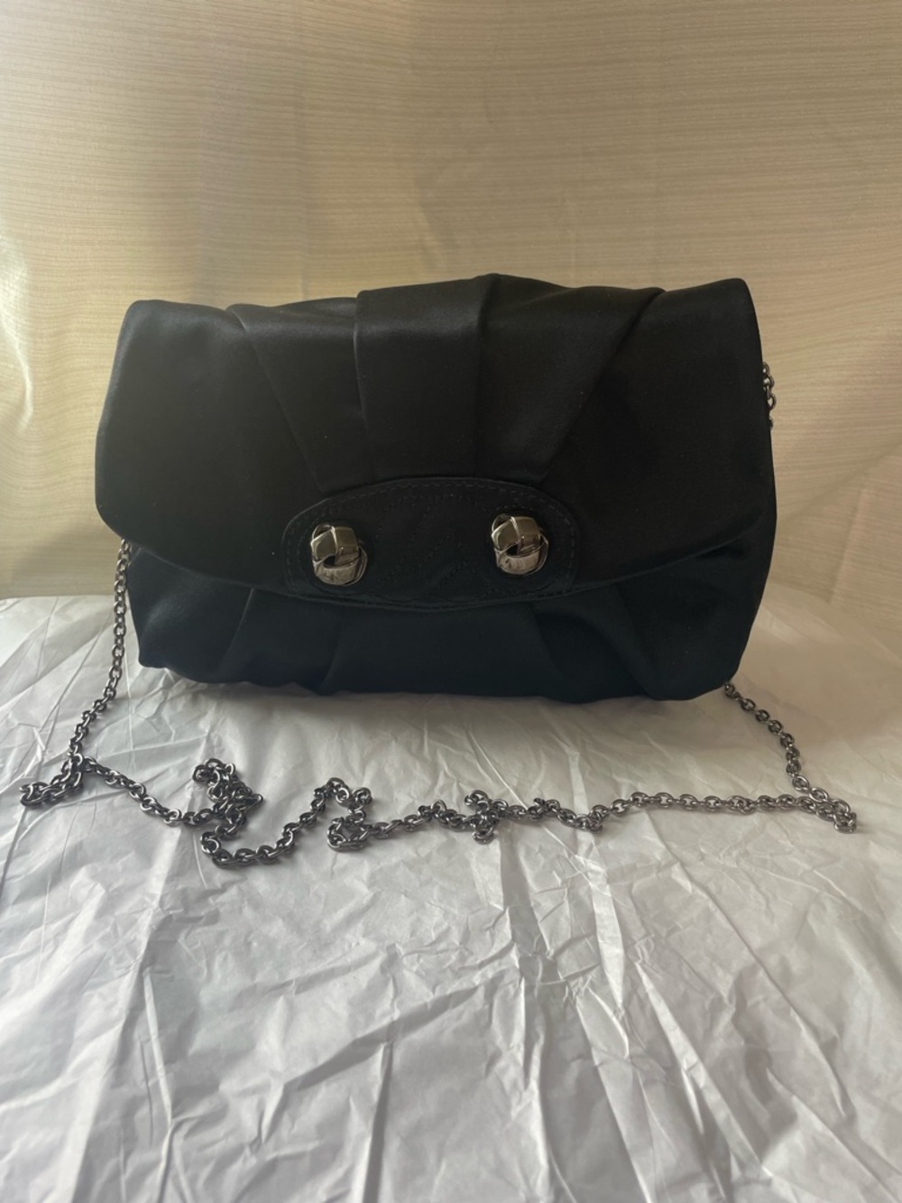 Henri Bendel Knot Mi Satin Clutch Shoulder Bag Black NWOT Henri Bendel - Picture 9 of 17
